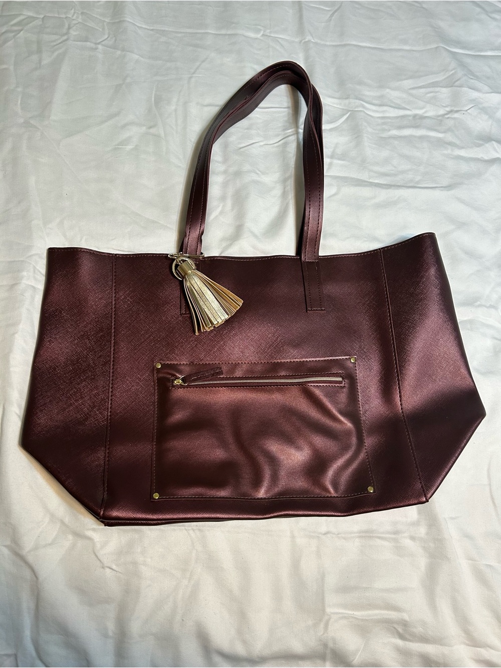 Bath & Body Works Wine Faux-Leather Tote with Tassel Charm